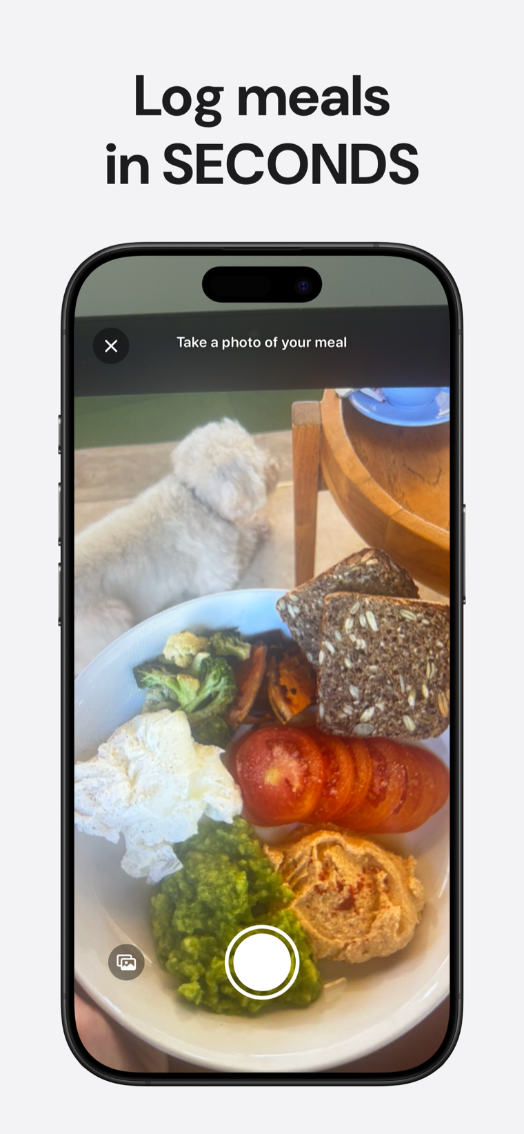 Log meals in SECONDS — Sodium Tracker showing photo, barcode and voice logging options