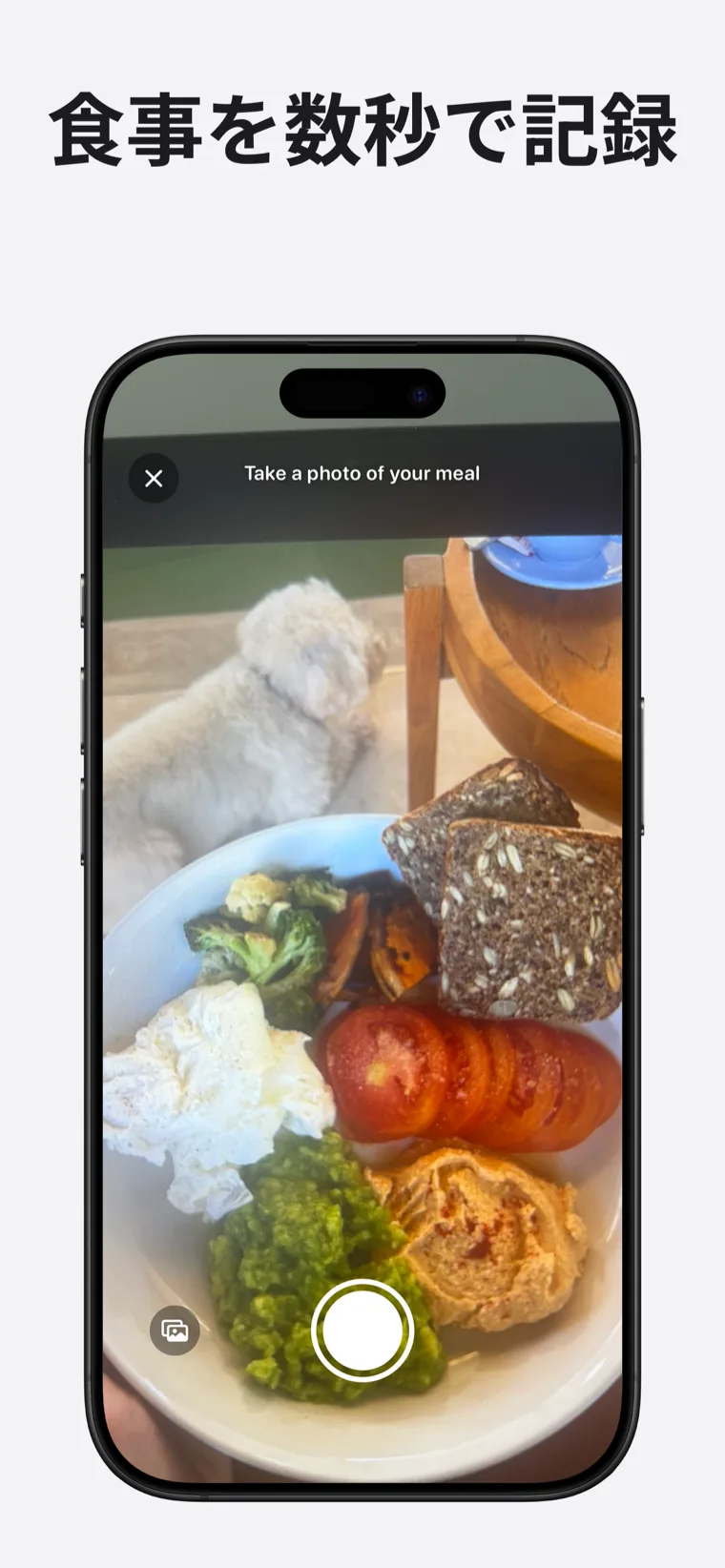 食事を数秒で記録 — ソディウムトラッカーで写真、バーコード、音声入力のオプションを表示